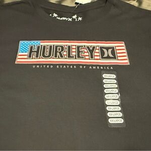 Hurley Black Short-Sleeve Tee with American Flag Logo